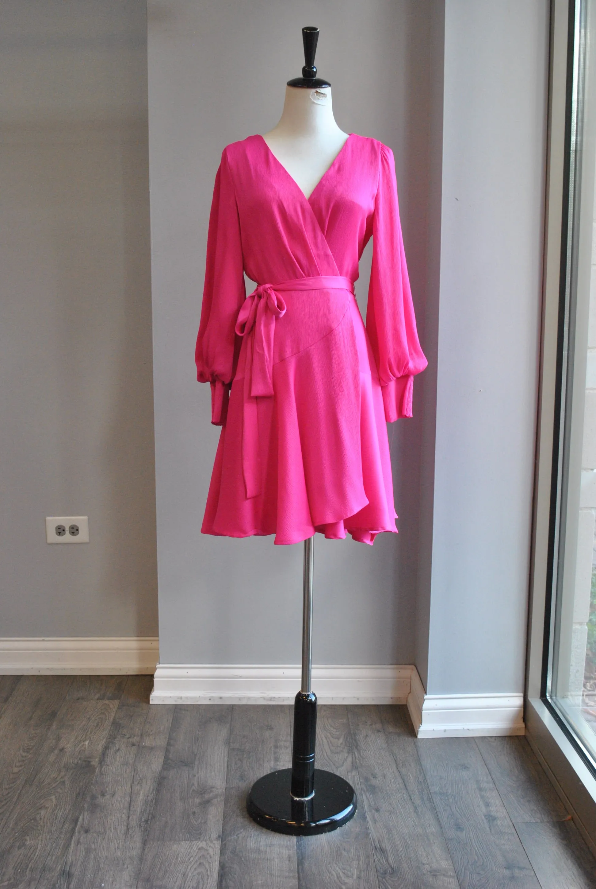 HOT PINK WRAP DRESS
