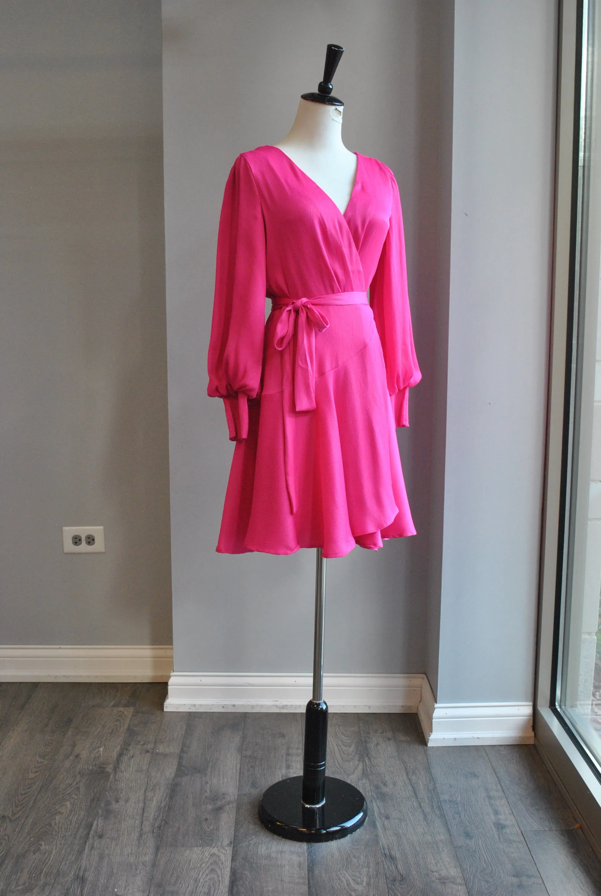 HOT PINK WRAP DRESS