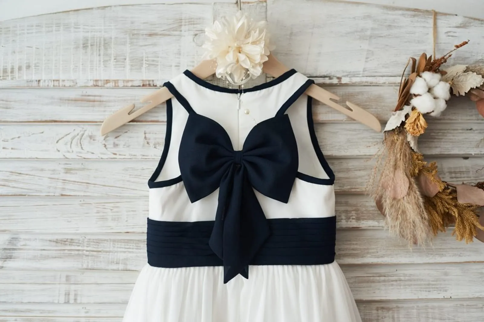 Ivory Chiffon Wedding Flower Girl Dress Junior Bridesmaid Dress, Bow