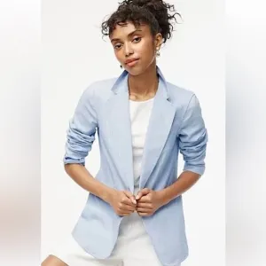 J. Crew light blue linen blend Structured Blazer with Notched Lapels size 2