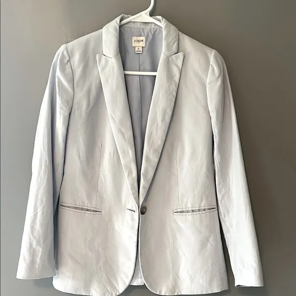 J. Crew light blue linen blend Structured Blazer with Notched Lapels size 2