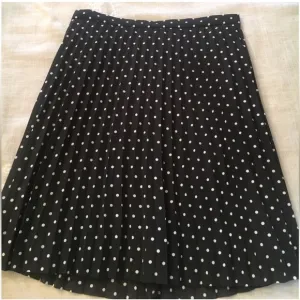 J crew pleated black and white polka dot circle skirt size 4 mini lined dotted