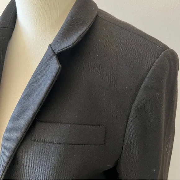 J CREW REGENT BLAZER WOOL FLANNEL PREPPY CAREER CLASSIC CORPCORE BLACK 10