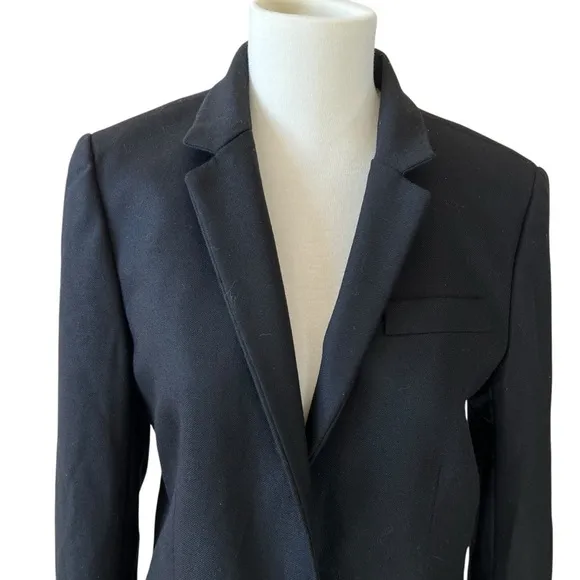 J CREW REGENT BLAZER WOOL FLANNEL PREPPY CAREER CLASSIC CORPCORE BLACK 10