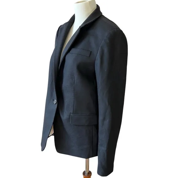 J CREW REGENT BLAZER WOOL FLANNEL PREPPY CAREER CLASSIC CORPCORE BLACK 10