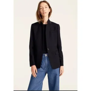 J CREW REGENT BLAZER WOOL FLANNEL PREPPY CAREER CLASSIC CORPCORE BLACK 10