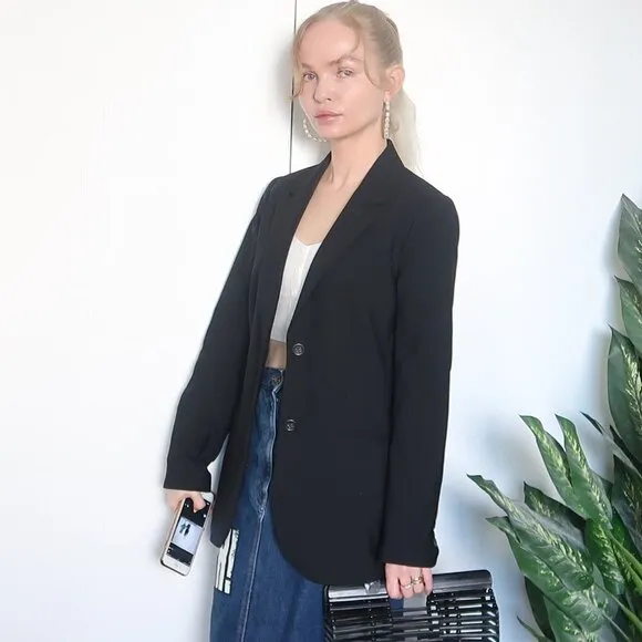 J. Crew Single-breasted Black Wool Career Blazer