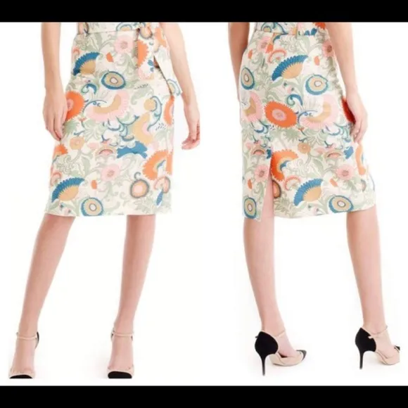 J. Crew Tie Waist Ornate Skirt