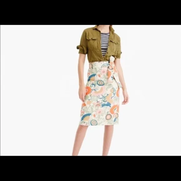 J. Crew Tie Waist Ornate Skirt