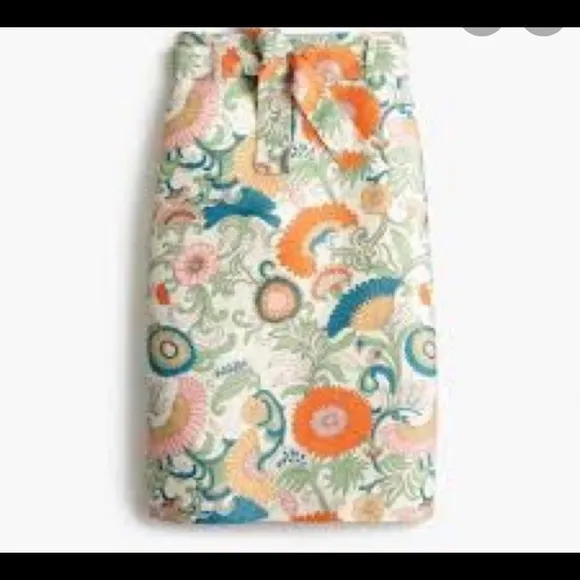 J. Crew Tie Waist Ornate Skirt