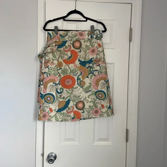 J. Crew Tie Waist Ornate Skirt