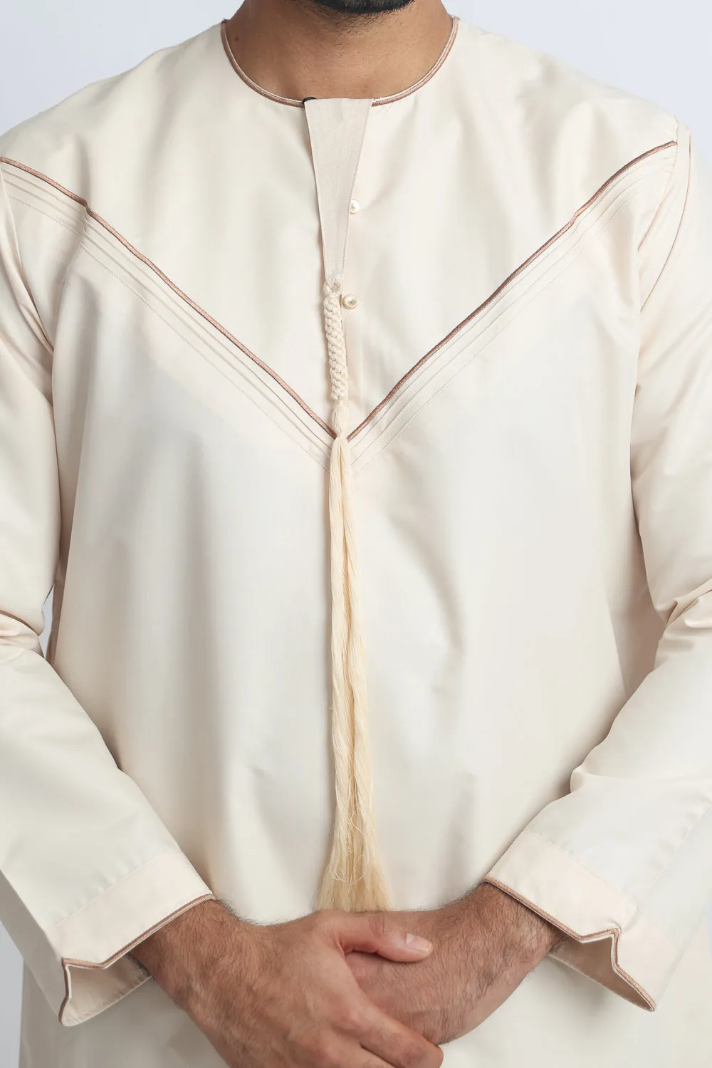 J101 Champagne Pleated Emirati Thobe