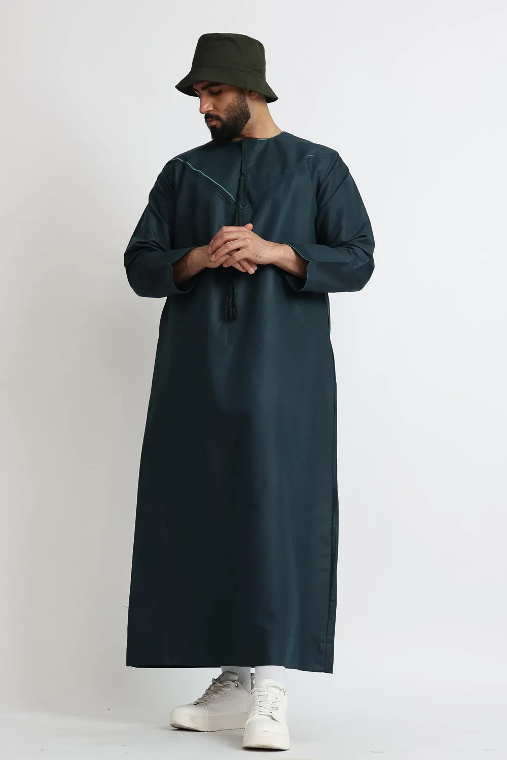 J101 Jungle Green Pleated Emirati Thobe