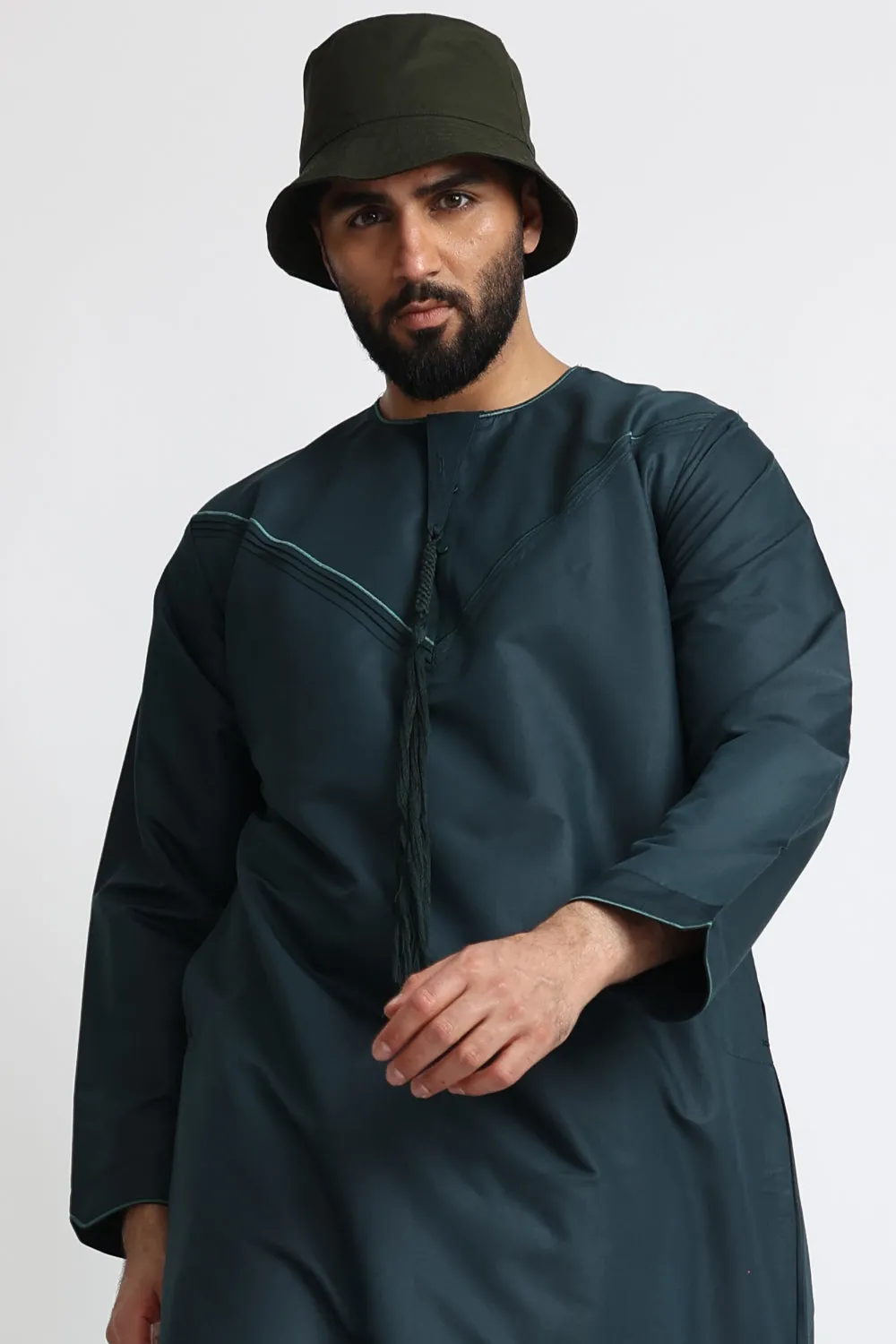 J101 Jungle Green Pleated Emirati Thobe