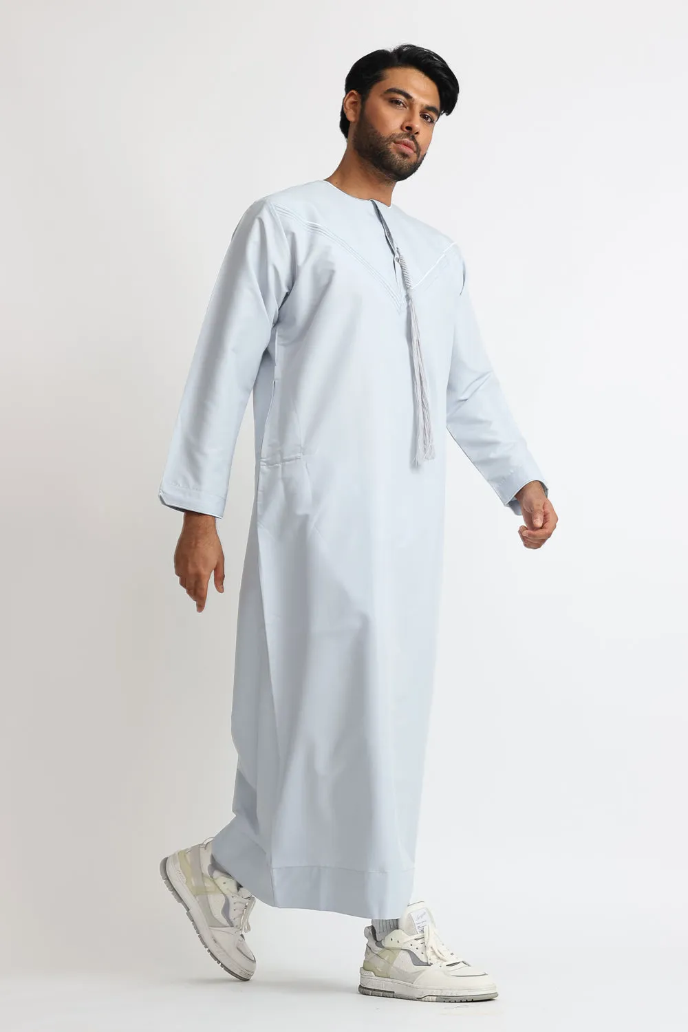 J101 Pale Blue Pleated Emirati Thobe