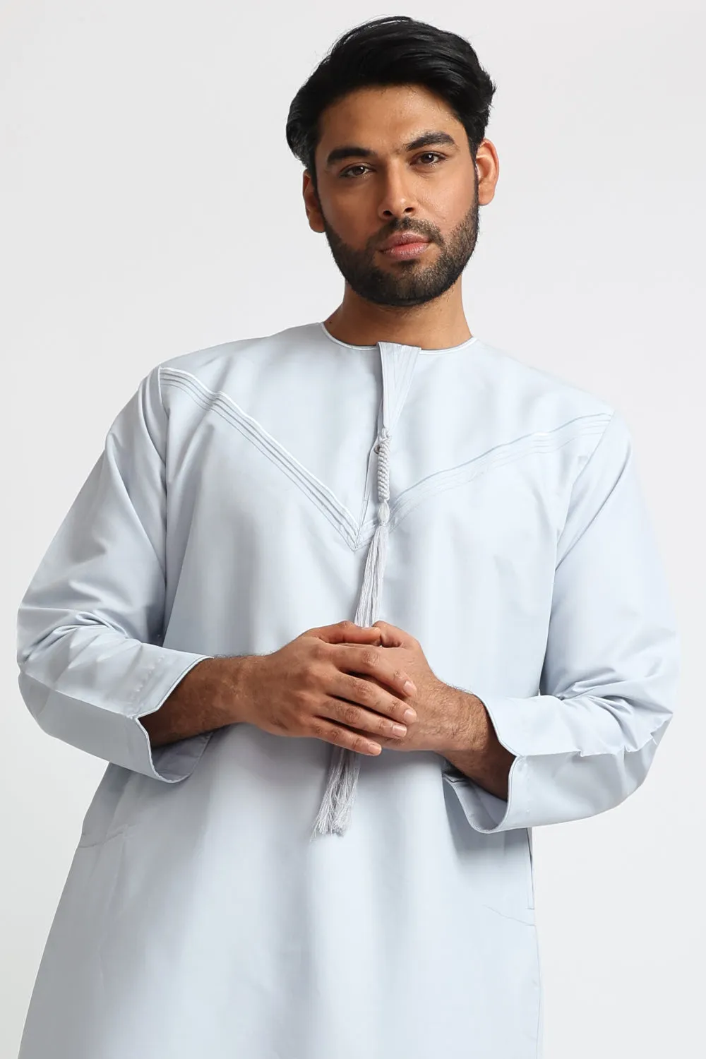 J101 Pale Blue Pleated Emirati Thobe