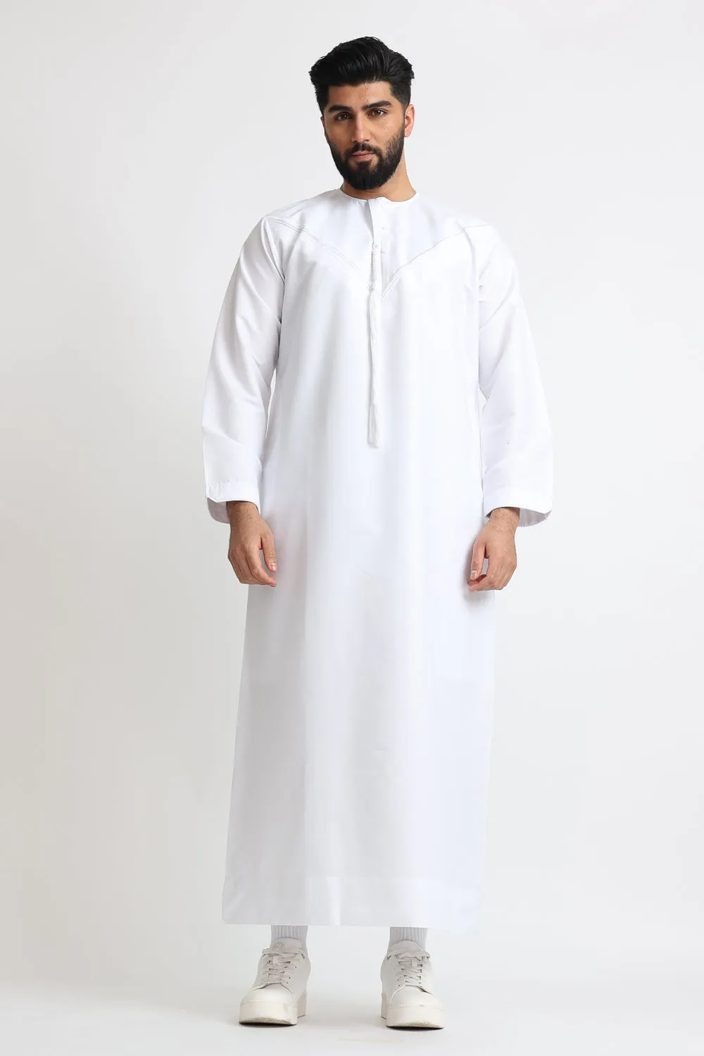 J101 White Pleated Emirati Thobe