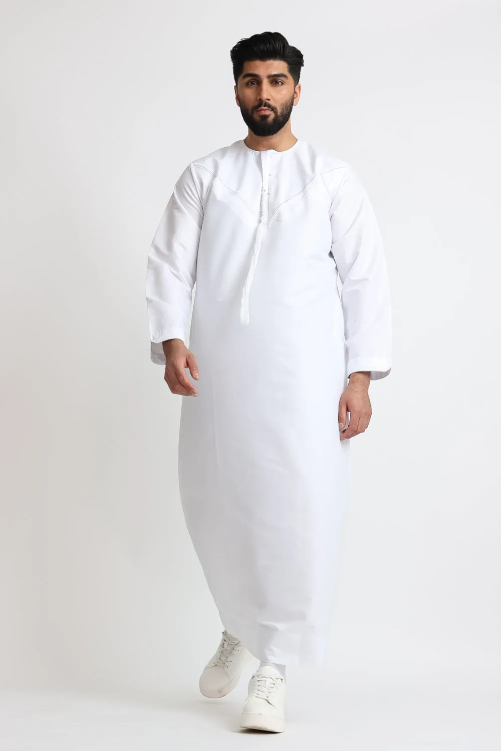 J101 White Pleated Emirati Thobe
