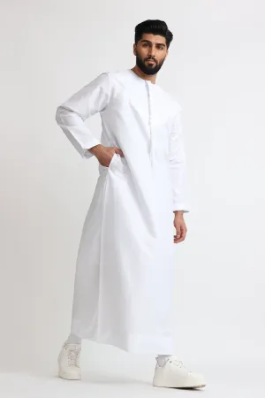 J101 White Pleated Emirati Thobe