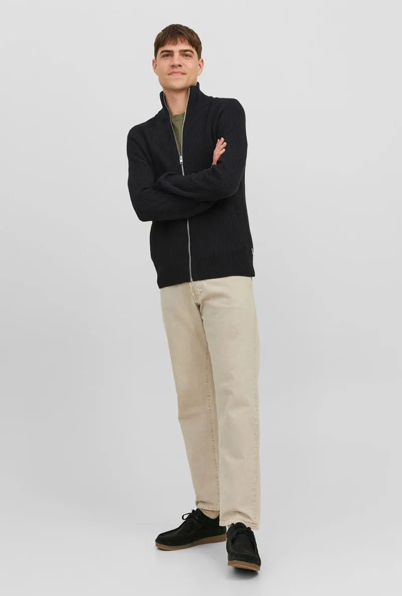 JACK AND JONES PANNEL KNIT ZIP CARDIGAN