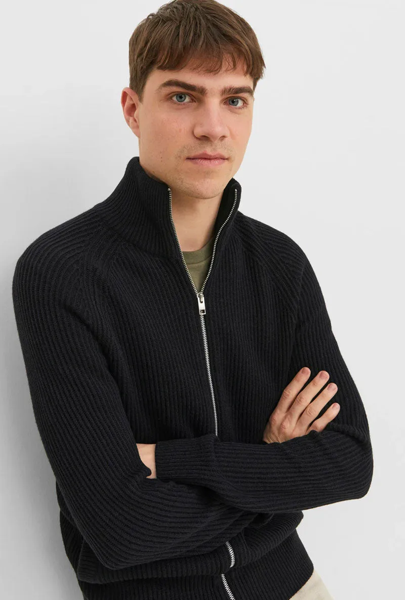 JACK AND JONES PANNEL KNIT ZIP CARDIGAN