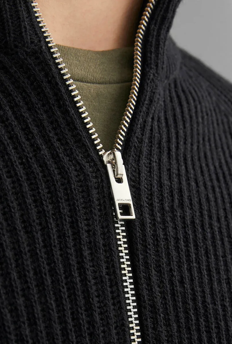 JACK AND JONES PANNEL KNIT ZIP CARDIGAN