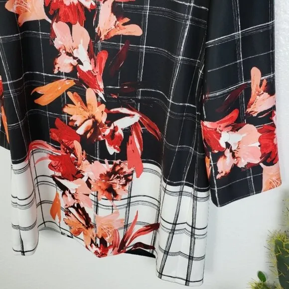 Joseph Ribkoff $302 Jacket Colorblock Floral Print 10 Windowpane Blazer 183765
