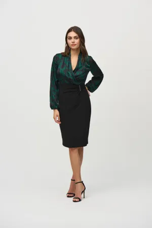 Joseph Ribkoff Silky Knit And Satin Paisley Sheath Dress