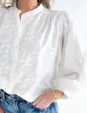 Julia Textured Floral Button Up Top