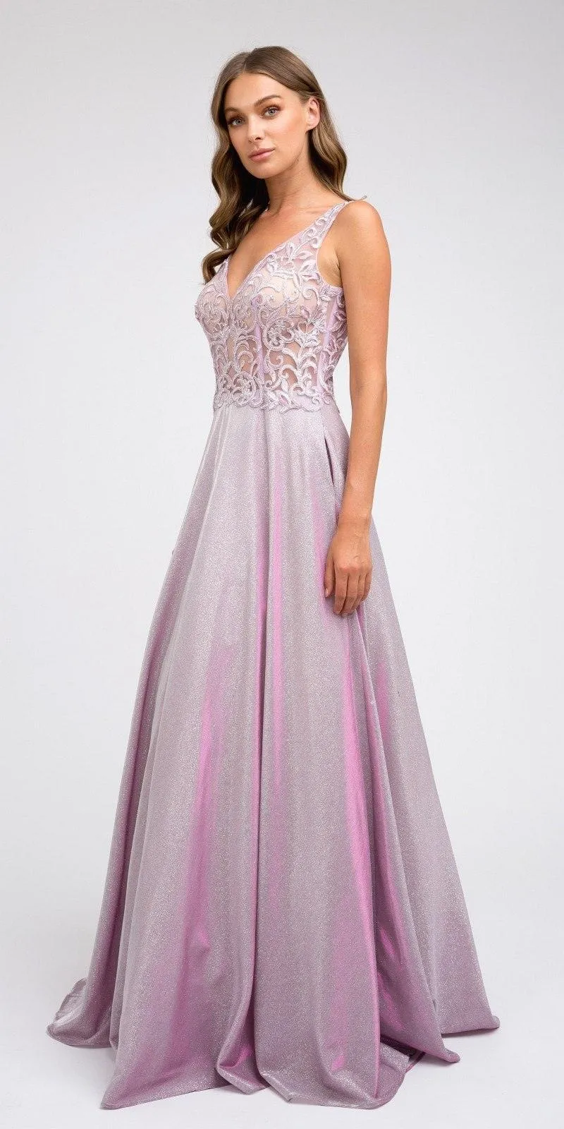 Juliet 225 Illusion Appliqued Bodice Long with Pockets