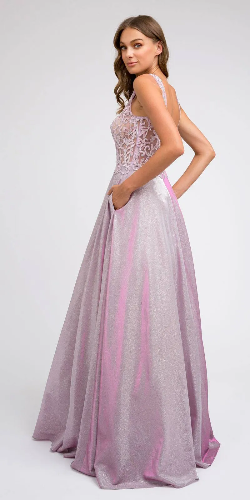 Juliet 225 Illusion Appliqued Bodice Long with Pockets