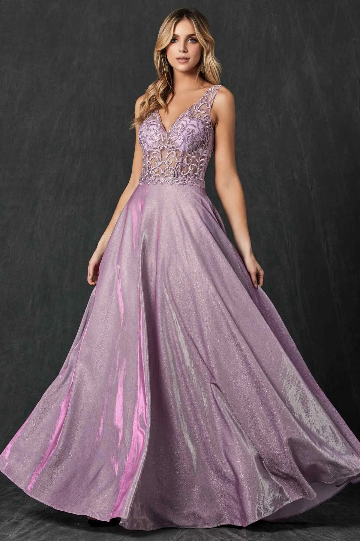 Juliet 225 Illusion Appliqued Bodice Long with Pockets