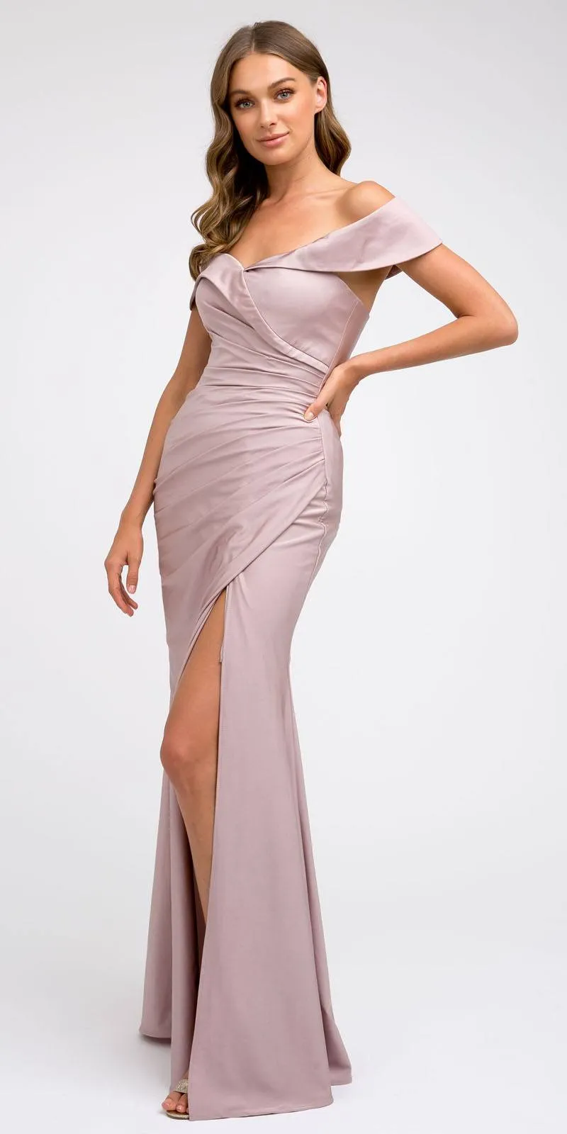 Juliet 245 Off-Shoulder Fit and Flare Long Formal Dress
