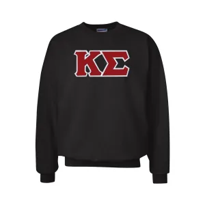 Kappa Sig Black Crew Neck Sweatshirt with Sewn On Letters