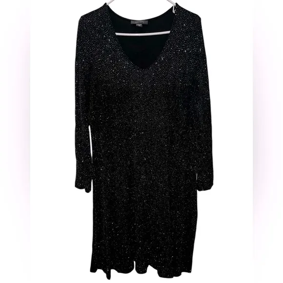 KAREN KANE Black Shimmer Long Sleeve Dress Size 2X