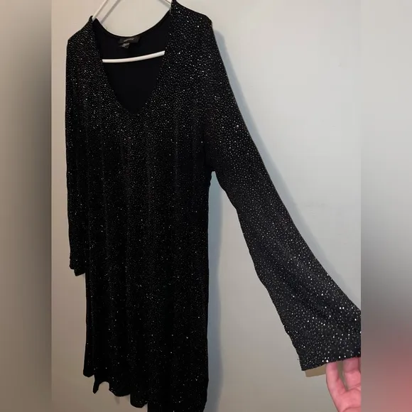 KAREN KANE Black Shimmer Long Sleeve Dress Size 2X