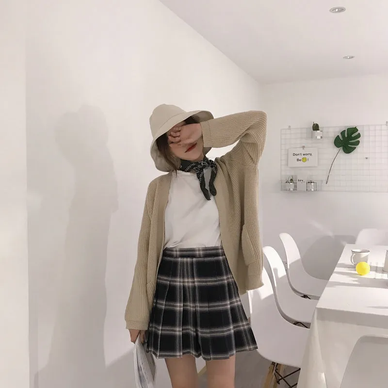 [@kerolweber] "XS-5XL PLUS SIZE YELLOW/BLACK PLAID" PLEATED SKIRT K110804REVIEW