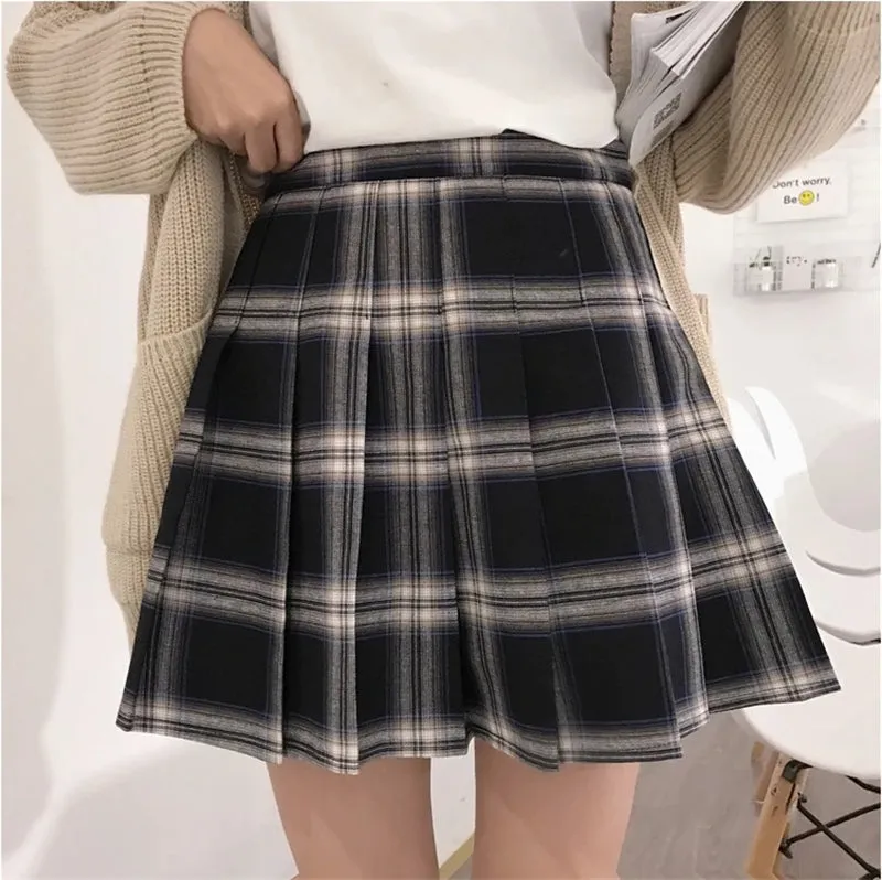 [@kerolweber] "XS-5XL PLUS SIZE YELLOW/BLACK PLAID" PLEATED SKIRT K110804REVIEW
