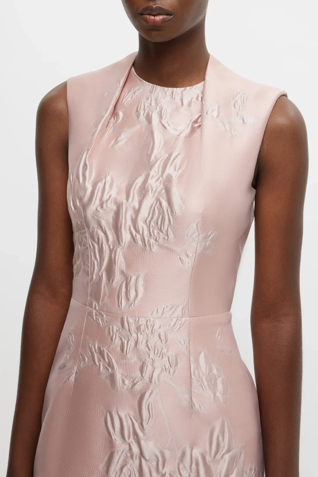 Kissa Dress | Pink Graphic Rose Jacquard
