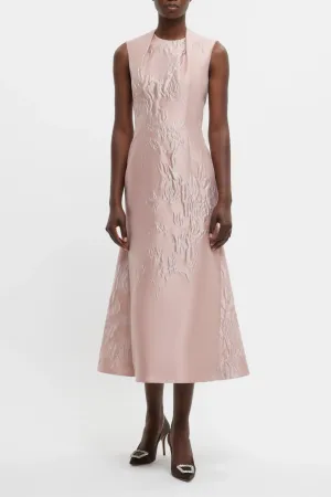 Kissa Dress | Pink Graphic Rose Jacquard