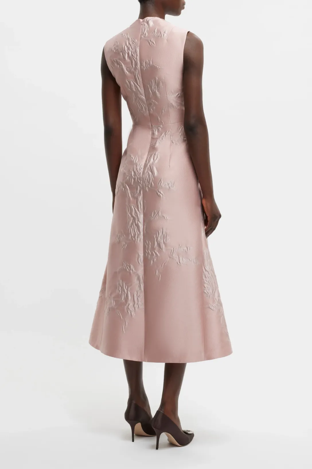 Kissa Dress | Pink Graphic Rose Jacquard