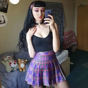 Korean chic retro Harajuku high waist skirt pleated skirt KF2104