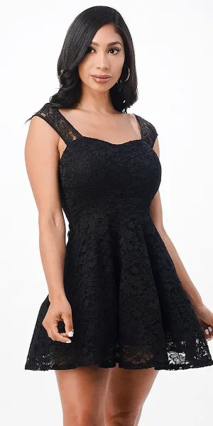 La Scala 25943 Lace Short Skater Dress A-Line Sleeveless