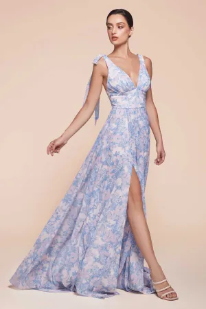 Ladivine 7442 Dress Tie Strap A-Line Floral Printed Skirt