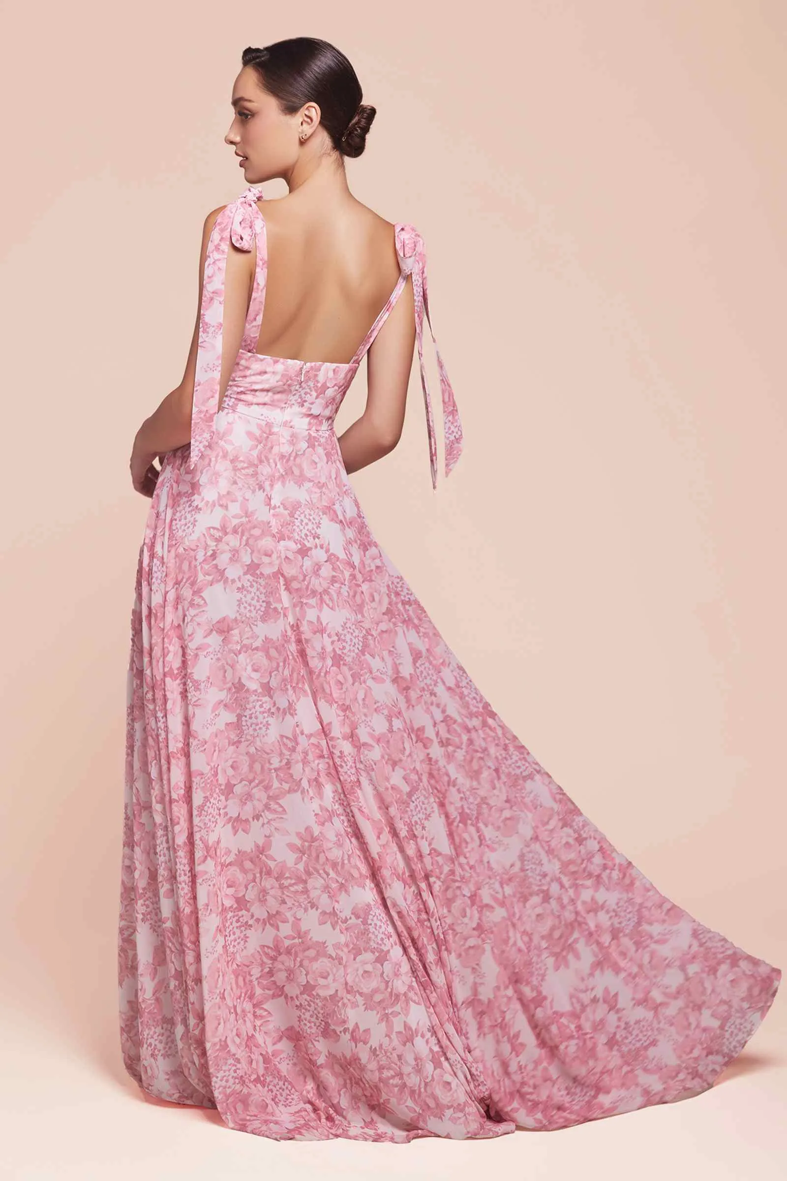 Ladivine 7442 Dress Tie Strap A-Line Floral Printed Skirt