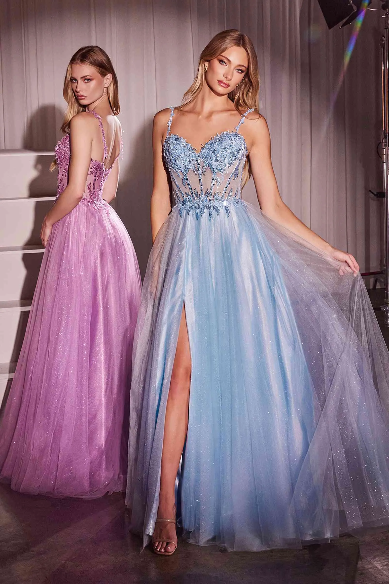 Ladivine CD0234 Long Lace and Tulle A-Line Ball Gown
