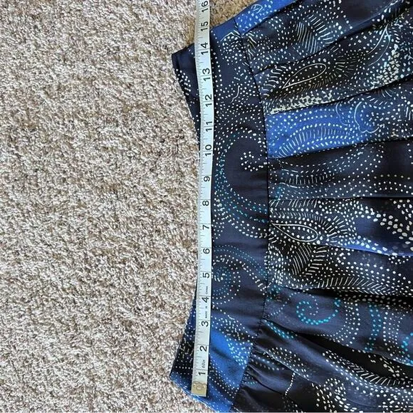 Lafayette 148 | Blue and Black Silk Paisley A-Line Knee Length Skirt