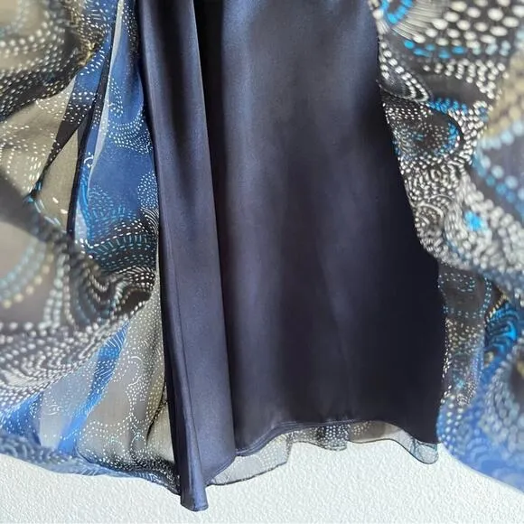 Lafayette 148 | Blue and Black Silk Paisley A-Line Knee Length Skirt
