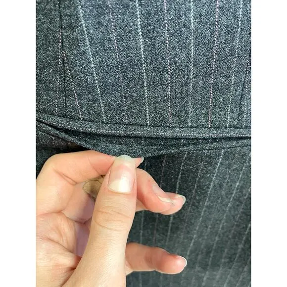 LAFAYETTE 148 Pinstripe Wool Blend Stretch Three-Button Blazer Gray Size 6