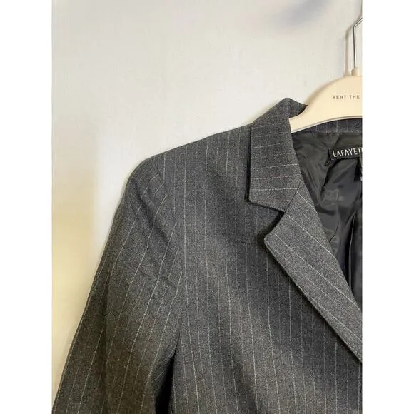 LAFAYETTE 148 Pinstripe Wool Blend Stretch Three-Button Blazer Gray Size 6